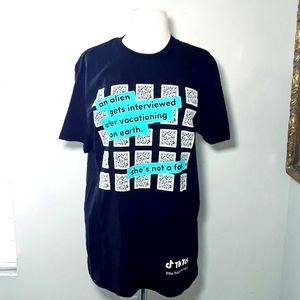 Tees Women Men TikTok Branded Tee Shirts Unique Alien QR Code Top Black Shirt-M